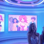 Engaging scene of users interacting with character AI NSFW chatbots in a futuristic digital space.