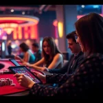 Experience the vibrant energy of 123b.faith's online casino with players enjoying exciting games in a luxurious setting.