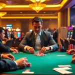 Experience the thrill of gambling at fun79's luxurious casino, featuring poker tables and vibrant slot machines.